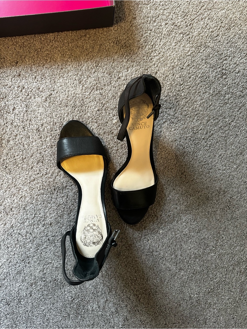 Vince Camuto Black Open-Toe Ankle Strap Heels